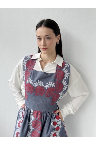 Retrobird Mandy Nakış Detaylı Kısa Jile Elbise Kadın İndigo-13901 Indigo