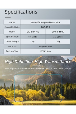 Yifomall Djı Osmo Pocket 3 İçin 9h Sertleştirilmiş Cam Ekran Ve Lens Koruyucu Film Seti - 2+2 Paket
