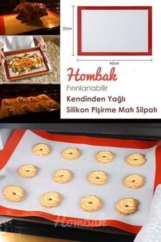 1 Silikon Yanmaz Yapışmaz Pişirme Matı 40 30 Silikon Muffin Gri