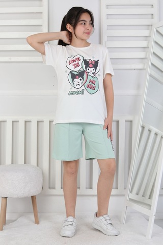 Love Is Kız Çocuk Üst Süprem Alt 2 İp Şort Takım Su Yeşili