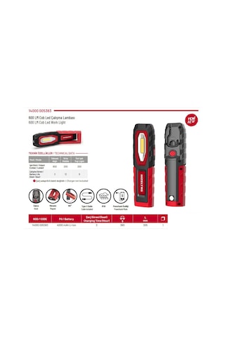 İzeltaş Cob Led Şarjlı Çalışma Lambası 600 Lm 14000005383