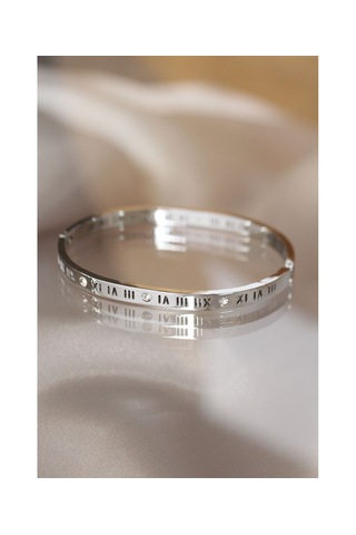 316l Çelik Roma Rakamlı Silver Renk Bilezik Kelepçe Çok Renkli