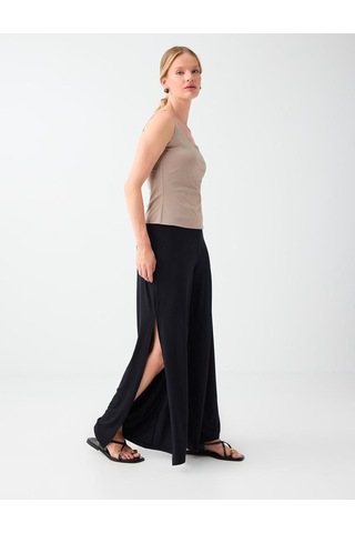 Jimmy Key Jimmy Key Siyah Beli Lastikli Yırtmaç Detaylı Örme Pantolon 6sw187628900