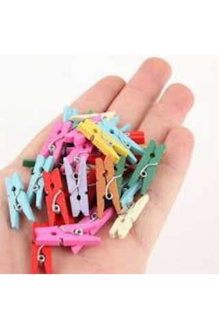 Dekoratif Süsleme Renkli Minik Ahşap Mandal 10+