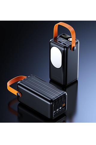 Cp-05 50.000mah 22.5w Süper Hızlı Şarj Powerbank - Dahili 4 Kablolu Ve Led Aydınlatmalı Harika Ürün Siyah