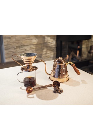 Bakır Filtre Kahve Seti V60 Parlak Bakır Renk