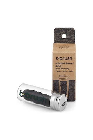 T-Brush Activated Charcoal Cam Şişe Diş İpi - 30 metre