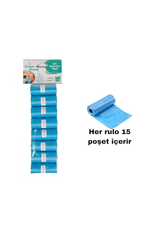 Bamm Bamm Kirli Bebek Bezi Poşeti Çanta Boy Mavi 8 x 15'li