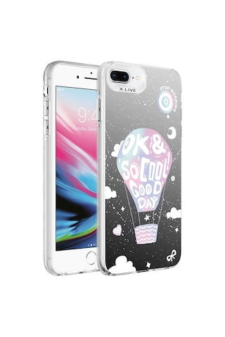 Apple Uyumlu iPhone 8 Plus Kılıf Desenli Zore Silver Sert Kılıf