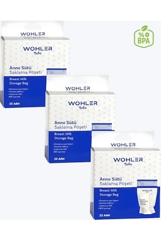 Wohler Süt Saklama Poşeti 25'li 3 x 75 Adet