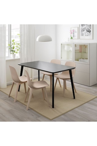Mutfak Masası Takımı, Siyah-bej, 4 Sandalyeli siyah