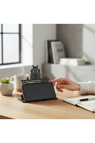 Müdürüm Ben Yazılı Kedi Figürlü Metal Masaüstü Dekor