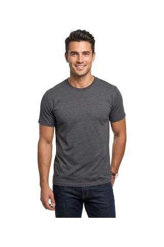Uki Antrasit Bisiklet Yaka Basic T-shirt