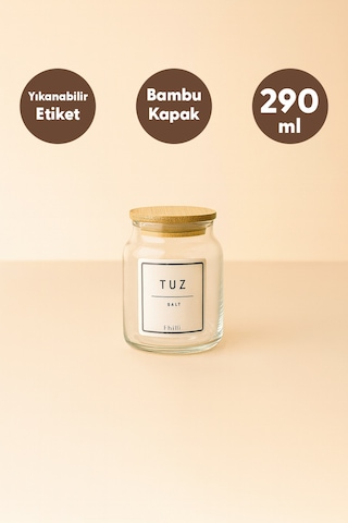 Zenith - 6'lı Bambu Vakum Kapaklı Kaşık Ve Etiket Hediyeli Cam Saklama Kabı Baharatlık Seti 290 Cc Diğer