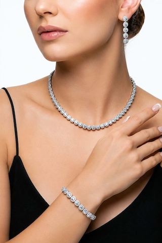 Gümüş Pazarım Prenses Serenadı Mavi Taşlı Gerdanlık Gümüş Set