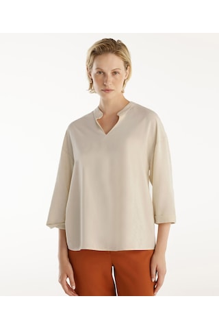 Yargıcı Yaka Detaylı Bluz KEMİK Kemik