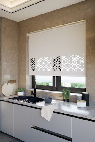 Neya Lazer Kesim Mat Stor Perde, Lazer Kesimli Klasik Serisi, C-191002 Ekru Renk