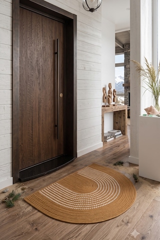 Villadia Home Textile Jüt Hasır Kapı Önü Paspası Dekoratif Örgü Paspas Doğal Görünümlü Ev Giriş Paspası Hasır Beyaz