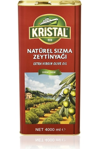 Kristal Natürel Sızma Zeytinyağı Dolgun Güçlü Lezzet 4 Litre Teneke