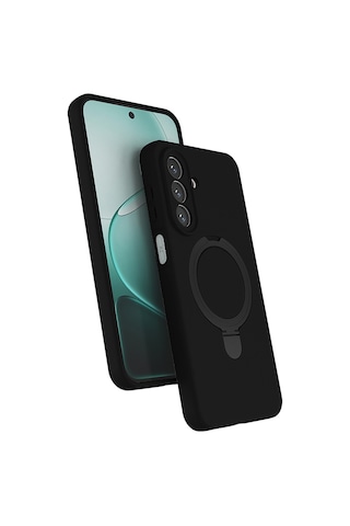 Mobilefix Galaxy A27 Kılıf M-safe Şarj Özellikli Standlı Zore Samara Kapak - Siyah