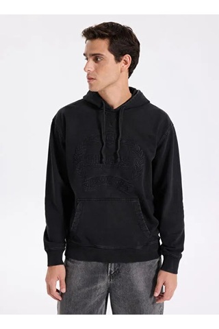 Guess Eco Tyler Hoodıe Kapşonlu Sweatshırt M5bq21kcny4 M5bq21kcny4 F73j SiYAH