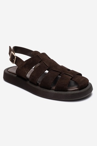 Luvishoes Joura Kahverengi Süet Hakiki Deri Kadın Sandalet