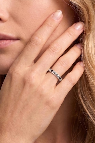 Helen 18 Ayar Beyaz Altın Kaplama Gümüş Minimal Yüzük