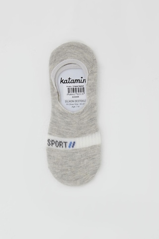 Katamino Erkek Çocuk Babet Çorap Sport Yazı Baskılı 7-14 Yaş, Açık Gri Melanj