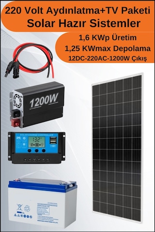 N&D Lighting Tv+aydınlatma Maxi Mono Solar Paket 220 Volt -1.6kwp