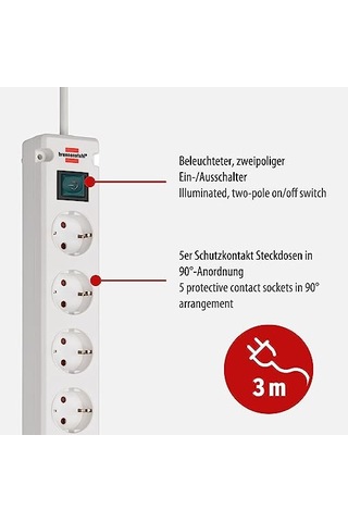 5 Soketli 2 Usbli 3 Metre Uzatma Priz 0