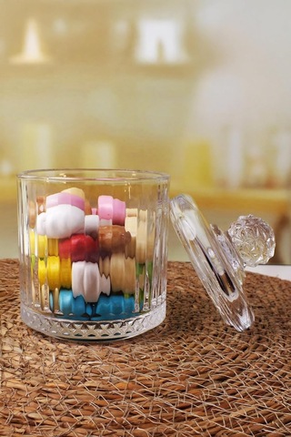 Lexroo Lüx Kristal Büyük Cam Şekerlik & Cam Lokumluk, Kesme Cam Lüx Şekerlik 13cm 7.8cm - 06638 Çok Renkli