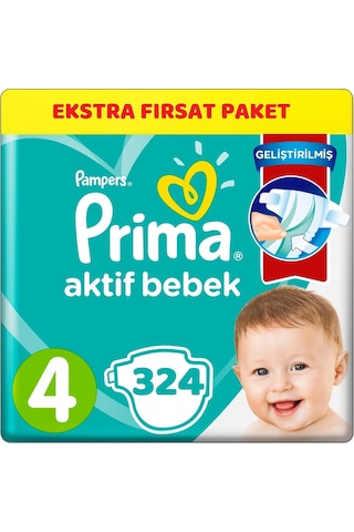 Prima Bebek Bezi Beden:4 (9-14Kg) Maxi 324 Adet Ekstra Fırsat Pk