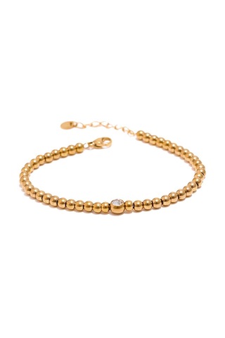 Eetit Paslanmaz Çelik Boncuk Zincir Bileklik Kadınlar İçin Altın Kübik Zirkonya Bilezik Altın