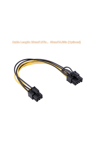 Maiyame 20cm Bakır Teli 5557 Slaytlı 6pin Dişi'den 8pin Dişi'ne Grafik Kart Güç Adaptörü Kablosu