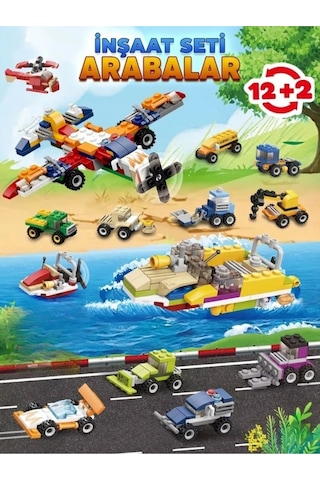 315 Parça 12+2 Araca Dönüşebilen İş Makineleri Ve Araçlar Yapı Blok Seti - Eğitici Oyuncak