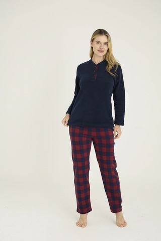 Kocabey 7304-k Kadın Midi Yaka Pijama Takım Lacivert
