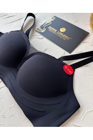 Olivia Balensiz Dikişsiz Lazer Kesim Hafif Destekli Önü Dantel De Siyah