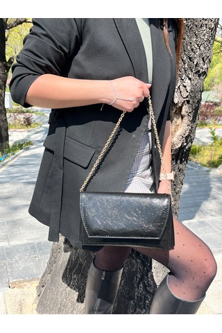 Butikolea Edge Mini Zincir Askılı Portföy Kadın Çantası Siyah