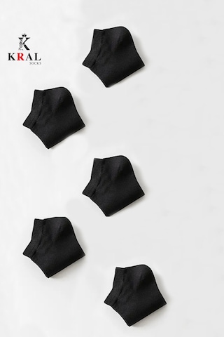 Kral Socks Kadın - Erkek 10 Çift Düz Desen Ekonomik Bilek Boy Patik Çorap Siyah