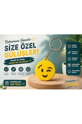 Emoji Anahtarlık , Göz Kırpan Emoji Şeklinde Araç Anahtarlık - Emoji Araba Anahtarlığı