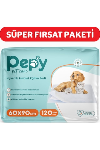 Pepy Pet Care Kaydırmaz Hijyenik Tuvalet Eğitim Pedi 4 x 30'lu 60 x 90 CM
