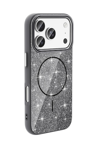 Subutu Apple Uyumlu iPhone 17 Pro Max Kılıf M-safe Şarj Özellikli Parlayan Simli Sbt Okso Kapak - Gold Altın