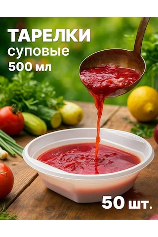 Anutka 50 Adetlik Çorba İçin Tek Kullanımlık Plastik Tabak Seti 151557133 Beyaz