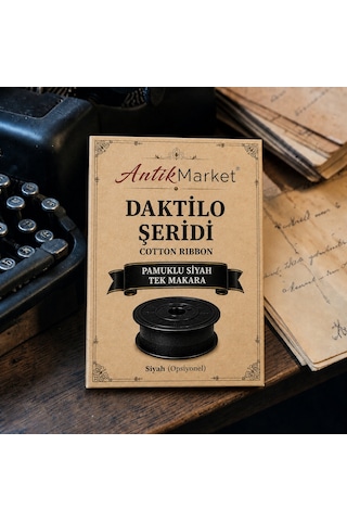Antik Market Daktilo Şeridi Siyah Tek Makaralı