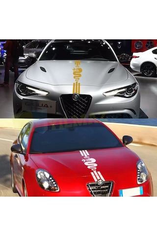 Alfa Romeo Ön Kaput Şerit Oto Sticker Etiket Giulietta 159 156 120 X 30 Cm