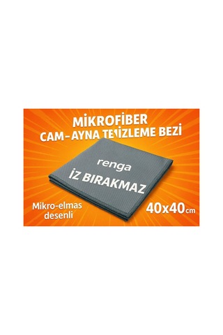 Gri Renga Mikrofiber Cam - Ayna Temizlik Bezi 40x40 Cm İz Bırakmaz / Mikro Baklava Desenli