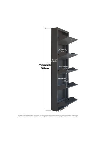 Kilitli 5'li Metal Ayakkabılık - Antrasit
