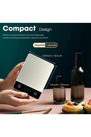 Fastbuy Wangxi Siyah Mutfak Terazisi - 01g Hassasiyet, 6 Birim Doğruluk, Paslanmaz Çelik Siyah