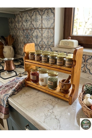 dekoratif ahşap baharatlık standı