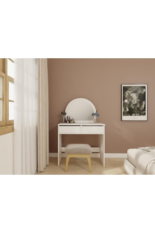 Huzur Makyaj Masası Beyaz Renk Beyaz